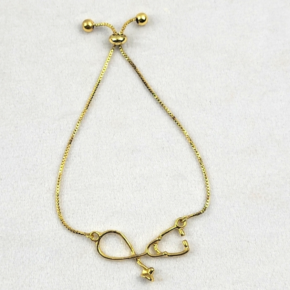 Goldtone‎ Stethascope Doctors Nurses adjustable bracelet